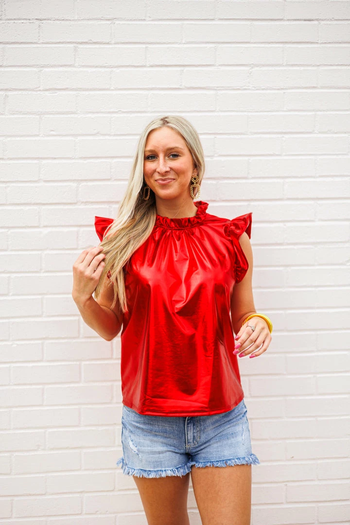 Purple Door Boutique Metallic Nights Red Pleather Top New Arrivals 2 Purple Door Boutique Metallic Nights Red Pleather Top New Arrivals