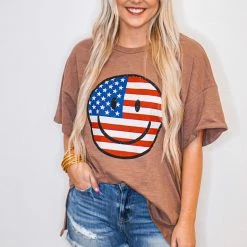 Purple Door Boutique American Smiles Graphic Tee New Arrivals