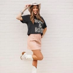 Distressed Vintage Couture Ladies' Black Rock & Roll Tee