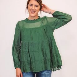Purple Door Boutique Stylish Hunter Green Babydoll Top 6 Purple Door Boutique Stylish Hunter Green Babydoll Top