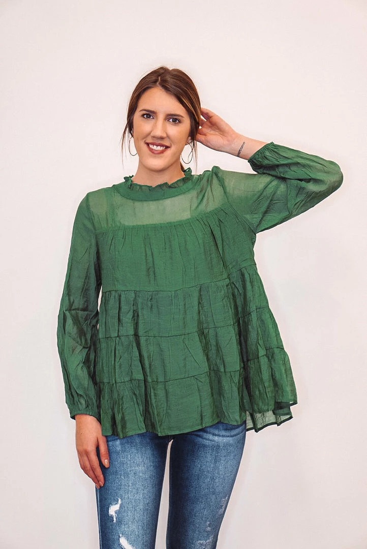 Purple Door Boutique Stylish Hunter Green Babydoll Top 3 Purple Door Boutique Stylish Hunter Green Babydoll Top