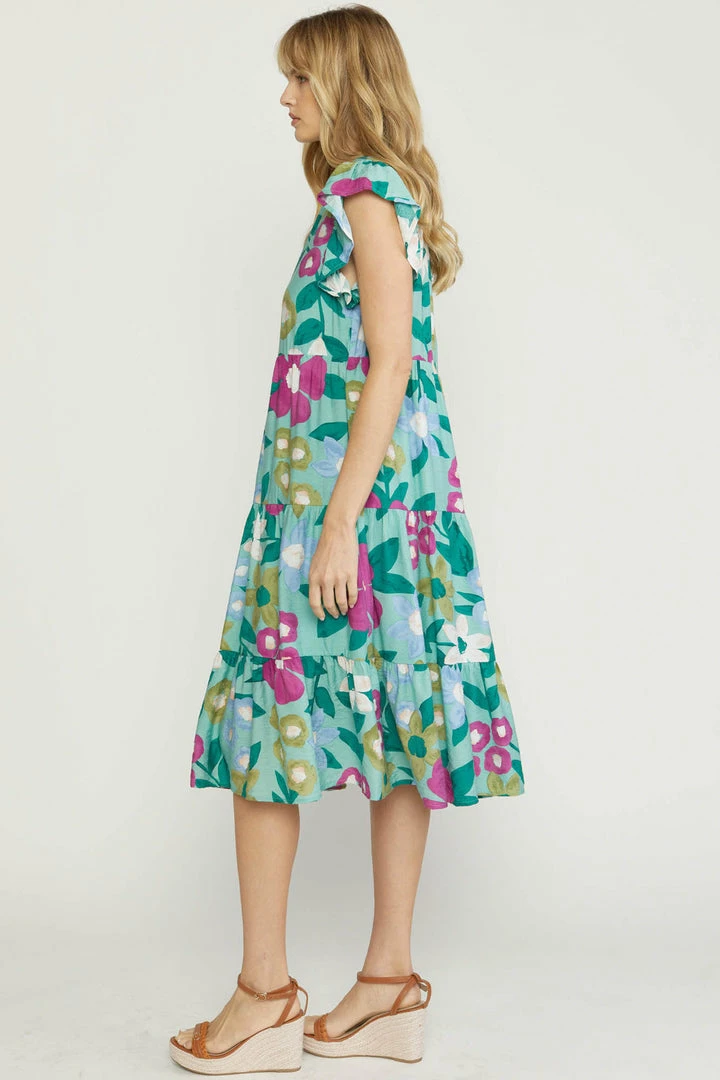 Purple Door Boutique Spring Floral Sage Midi Dress Ladies' 3 Purple Door Boutique Spring Floral Sage Midi Dress Ladies'