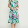 Purple Door Boutique Spring Floral Sage Midi Dress Ladies'