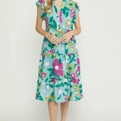 Purple Door Boutique Sales 20 Purple Door Boutique Spring Floral Sage Midi Dress Ladies'