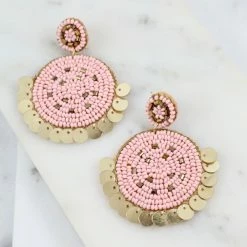 Purple Door Boutique Santa Barbara Embellished Pink Earrings Jewelry