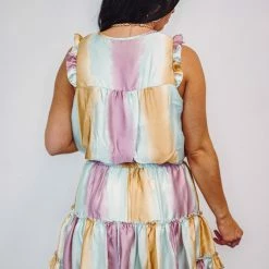 Adrienne Ombre Satin Tiered Ruffle Mint Dress Summer SALE 9 Adrienne Ombre Satin Tiered Ruffle Mint Dress Summer SALE