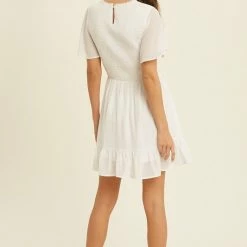 Purple Door Boutique Ivory Smocked Mini Dress