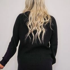 Purple Door Boutique Open Heart Black Sweater