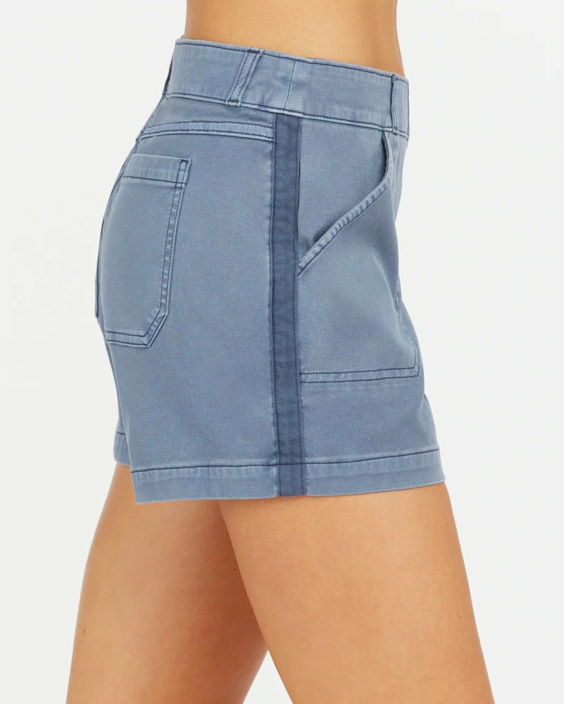 Spanx Stretch Twill Shorts In Slate Blue 3 Spanx Stretch Twill Shorts In Slate Blue