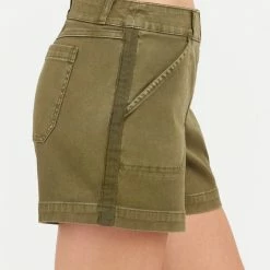 Spanx Stretch Twill Shorts In Olive
