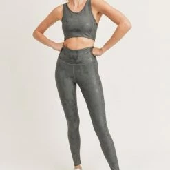 Mono B Athleisure Mono B Gun Metal Metallic Foil Sports Bra New Arrivals