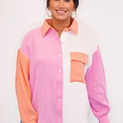 The Purple Door Boutique Hello Spring Pink Colorblock Top Ladies' 8 The Purple Door Boutique Hello Spring Pink Colorblock Top Ladies'