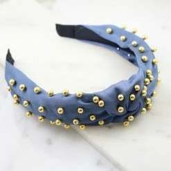 Purple Door Boutique Accessories/Gifts Gold Studded Steel Blue Headband