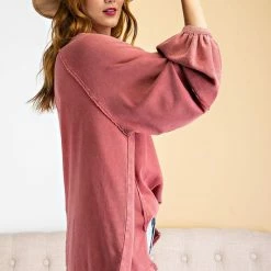 Purple Door Boutique Ladies' Strawberry Cream Terry Knit Top