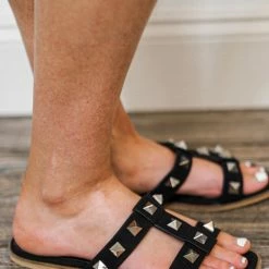 Purple Door Boutique Shoes Minerva Black Studded Sandals