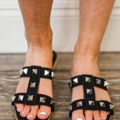 Purple Door Boutique Shoes Minerva Black Studded Sandals