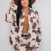 Purple Door Boutique Ladies' Brown Suede Cow Print Jacket