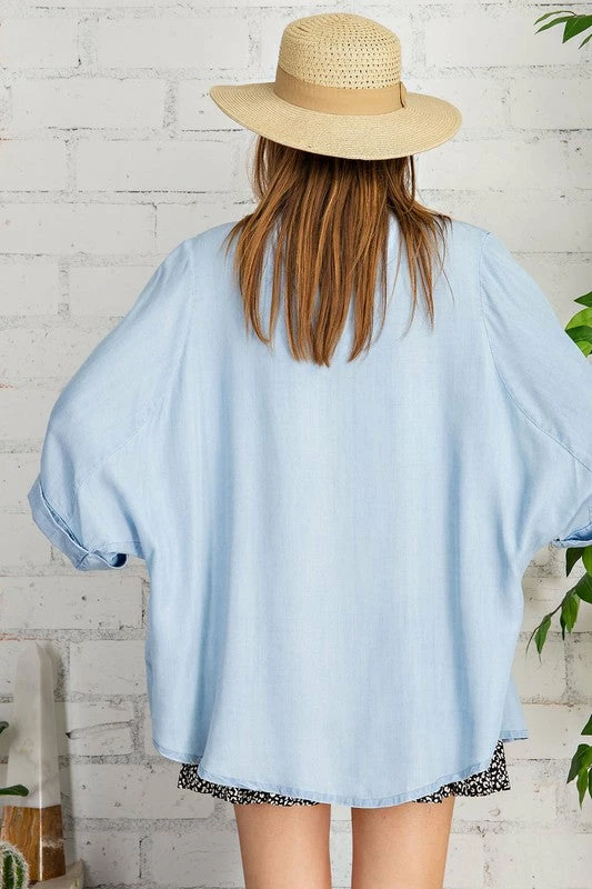 The Purple Door Boutique Ladies' Summer Breeze Chambray Kimono Cardigan 4 The Purple Door Boutique Ladies' Summer Breeze Chambray Kimono Cardigan