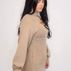 Purple Door Boutique Trendy Cutout Latte Sweater 6 Purple Door Boutique Trendy Cutout Latte Sweater