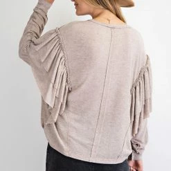 Purple Door Boutique Ladies' Best Ruffle Taupe Dolman Top 7 Purple Door Boutique Ladies' Best Ruffle Taupe Dolman Top