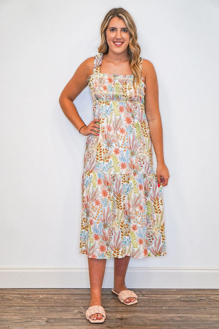 Purple Door Boutique Loveliest Florals Cream Midi Dress 1 Purple Door Boutique Loveliest Florals Cream Midi Dress