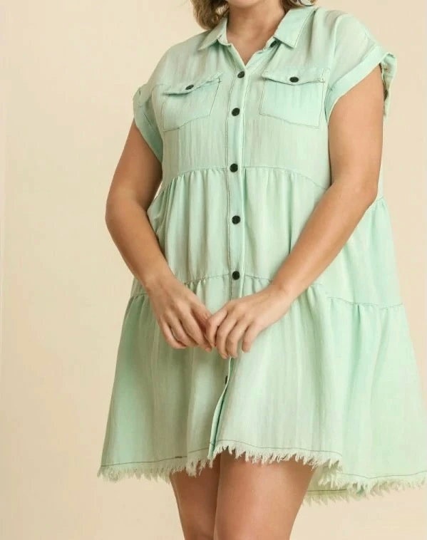 Purple Door Boutique New Arrivals Frayed Style Washed Mint Dress 2 Purple Door Boutique New Arrivals Frayed Style Washed Mint Dress