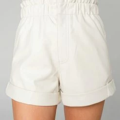 Buddy Love Peyton Paperbag White Vegan Leather Shorts New Arrivals