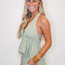 Purple Door Boutique Seaside Dreams Olive Halter Top 6 Purple Door Boutique Seaside Dreams Olive Halter Top