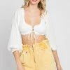 The Purple Door Boutique Washed Buttercup Denim Paperbag Shorts Ladies'