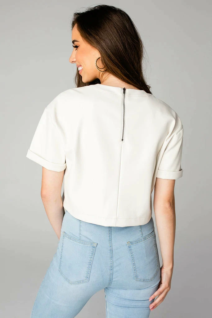New Arrivals Buddy Love Taylor Cropped White Vegan Leather Top 4 New Arrivals Buddy Love Taylor Cropped White Vegan Leather Top
