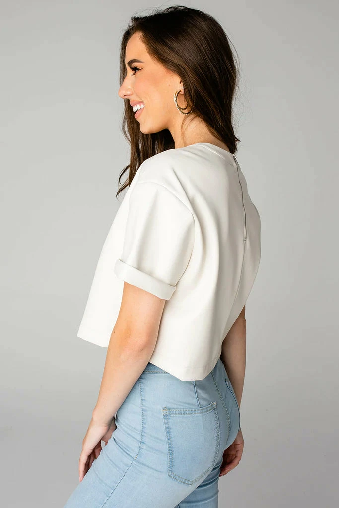 New Arrivals Buddy Love Taylor Cropped White Vegan Leather Top 3 New Arrivals Buddy Love Taylor Cropped White Vegan Leather Top