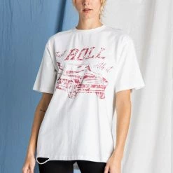 Purple Door Boutique Ladies' Just Roll Oversized Distressed Ivory Graphic Tee 9 Purple Door Boutique Ladies' Just Roll Oversized Distressed Ivory Graphic Tee