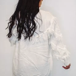 Purple Door Boutique Oh The Fringe Ivory Cardigan