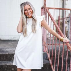 Purple Door Boutique Ladies' Metallic Dreams White Pleather Dress