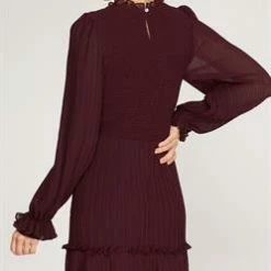 Purple Door Boutique Ladies' Chasing Moonlight Wine Smocked Dress 7 Purple Door Boutique Ladies' Chasing Moonlight Wine Smocked Dress