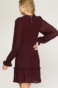 Purple Door Boutique Ladies' Chasing Moonlight Wine Smocked Dress 3 Purple Door Boutique Ladies' Chasing Moonlight Wine Smocked Dress