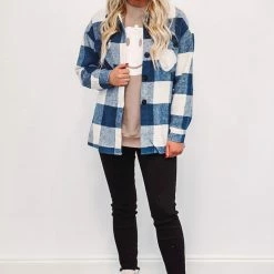 Purple Door Boutique New Arrivals Country Sky Blue Plaid Shacket