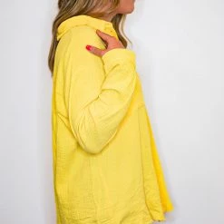 The Purple Door Boutique Sunset Stroll Yellow Gauze Top New Arrivals